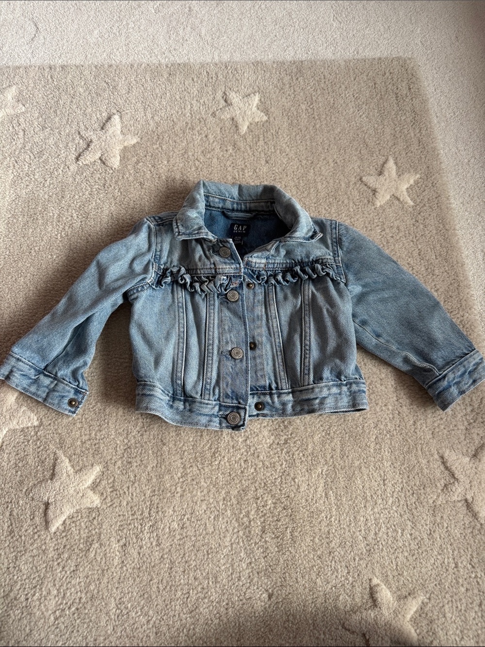 GAP Light Blue Ruffle Denim Jacket 18-24 M